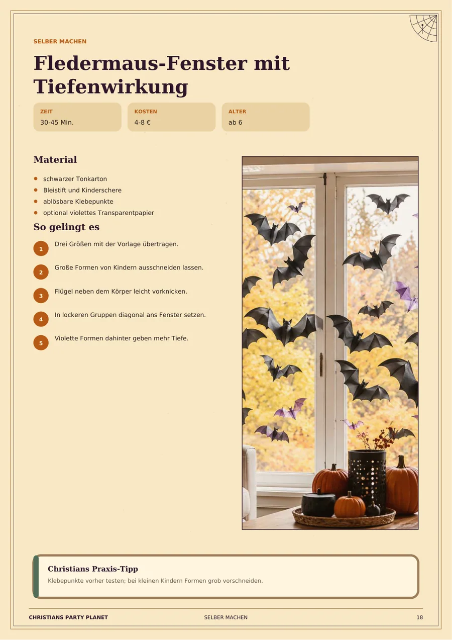 Vorschau auf die Bastelidee Fledermaus-Fenster