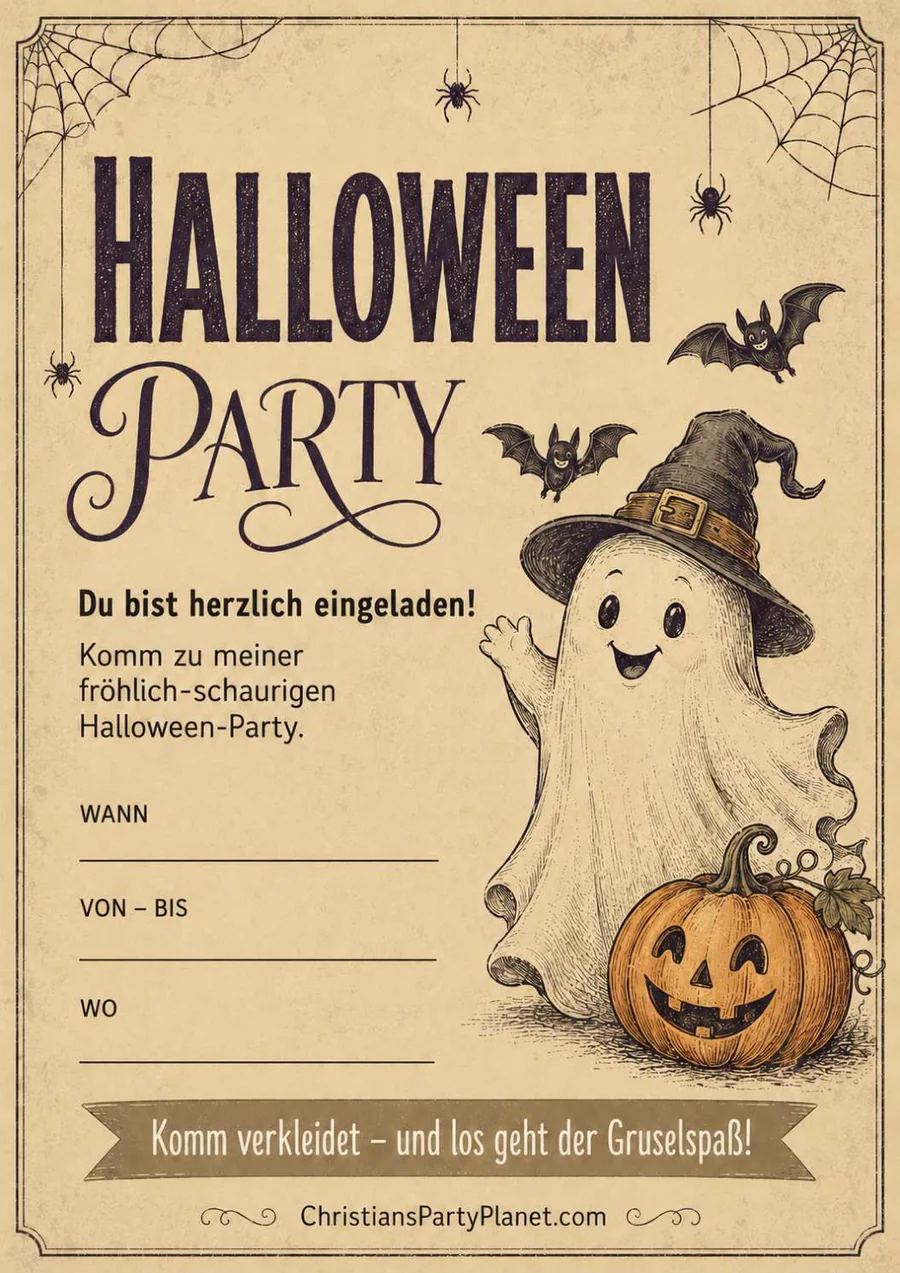 Vorschau auf die Halloween-Einladung zum Ausdrucken