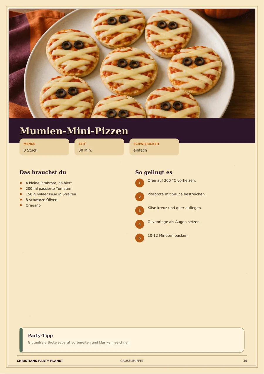Vorschau auf das Rezept für Mumien-Mini-Pizzen