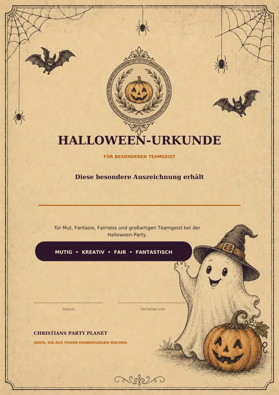 Vorschau auf die Halloween-Urkunde für Kinder