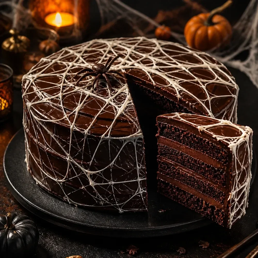 Halloween-Rezept: Schoko-Spinnennetz-Torte
